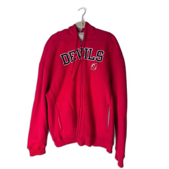 New Jersey Devils Red Fleece-Lined Zip Hoodie – Unisex Size 2XL - Picture 1 of 4